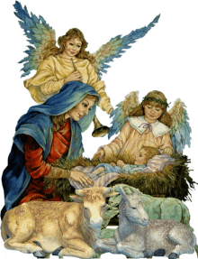 birth of jesus christmas angel sheep baby