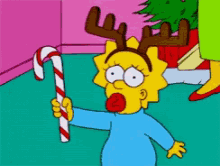 Candy Cane The Simpsons GIF - Candy Cane The Simpsons Reindeer GIFs