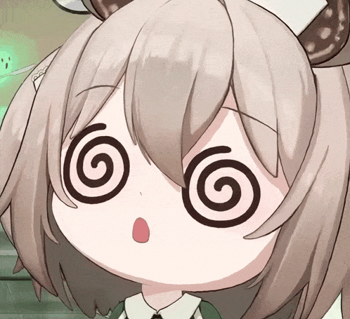 a close up of a girl 's face with a swirl in her eyes