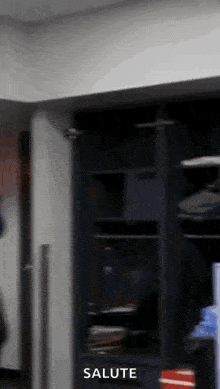 a blurred image of a room with the word salute written on the bottom