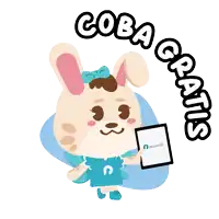 a cartoon of a rabbit holding a tablet that says accurate on it