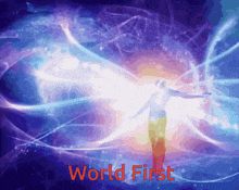 a picture of a person with the words world first written on the bottom