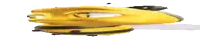 a close up of a yellow object on a white background .