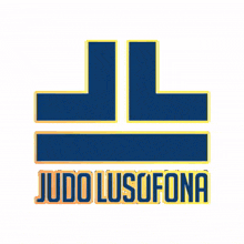 a blue and yellow logo for judo lusofana