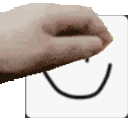 a close up of a person 's hand drawing a smiley face on a white board .