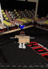 a person in a video game is standing in front of a crowd with a sign that says ufc on it
