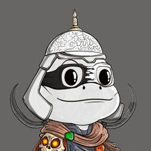 a cartoon of a frog wearing a helmet