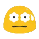 a yellow smiley face with white flowers on its eyes and a tear coming out of it .