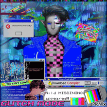 a computer screen with a glitch mode displayed on it