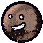 a cartoon drawing of a planet with a face