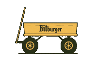 a wagon full of beer bottles with the word bitburger on it