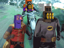 a pixel art of a batman and robin