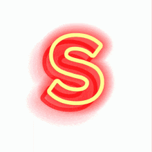 a red letter s with a yellow outline against a white background