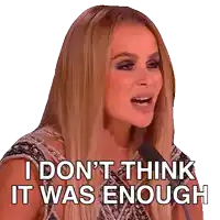 a woman speaking into a microphone with the words i don t think it was enough