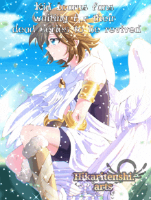 a picture of a girl with wings and the words kid icarus fans waiting for their dead series to be revived