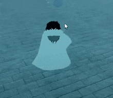a person is sitting on a brick floor in a video game with a mouse pointer .