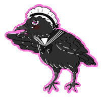 a drawing of a bird wearing a maid hat