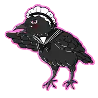 a drawing of a bird wearing a maid hat