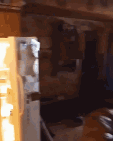 a refrigerator with the door open and a sticker that says ' lg ' on it