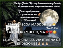 a picture of jesus with the words " le mando una lluvia eterna de bendiciones " on it