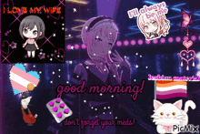 a collage of anime characters with the words " good morning " on the bottom