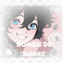 a picture of a girl with blue eyes and the words somos de snake below her