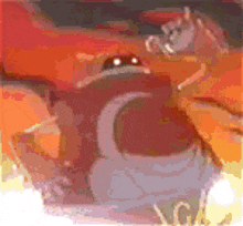 a close up of a cartoon character 's face with a crescent moon .