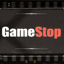 a game stop logo on a film strip