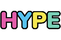 a colorful logo for the word hype on a white background