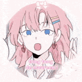a drawing of a girl with pink hair and the words tong tong de maureen on the bottom
