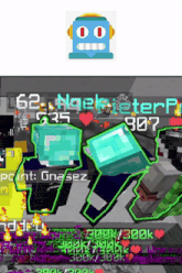 a screenshot of a minecraft game with a robot on the top