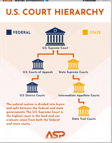 a diagram showing the u.s court hierarchy