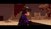 a minecraft character with a purple cape and a sword