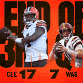 two football players on a red background with the words end of cle 17 7 was