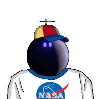 a drawing of a person wearing a nasa shirt and a hat