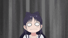 a girl with a surprised look on her face has chinese writing above her head