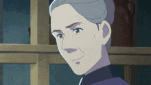 a cartoon of an older woman with gray hair