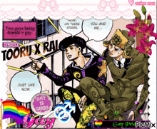 two guys being friends = gay written on a cartoon