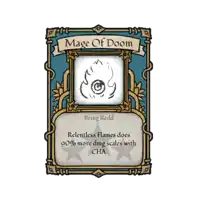 a card that says ' mage of doom being redd ' on it