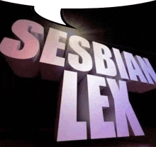 a sign that says lesbian lex on it in large letters