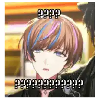 a picture of a girl with blue and pink hair and a caption that says pppppp