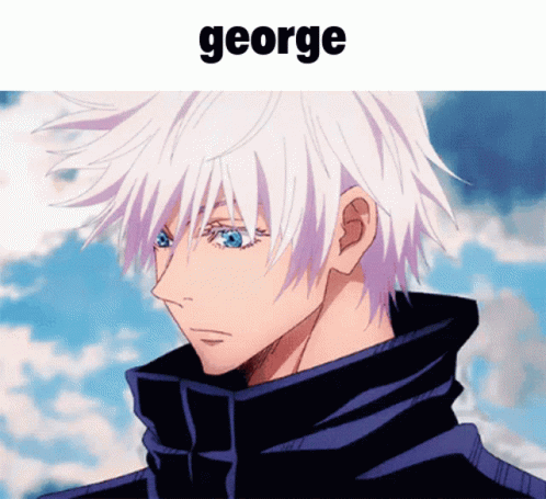 anime guy with white hair and blue eyes