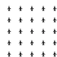 a seamless pattern of black and white people with hats on a white background