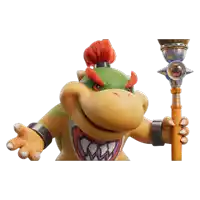 a cartoon character is holding a cane with a smiley face on it