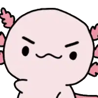 a cartoon axolotl with a very angry face