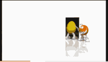 two m & m 's are standing next to each other on a white screen