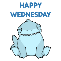 a happy wednesday greeting card with a cartoon shark