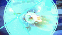 a screenshot of a video game shows a character in a blue outfit with a yellow border