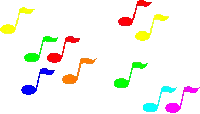 a bunch of colorful music notes floating in the air