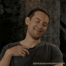 Laughing Tobey Maguire GIF